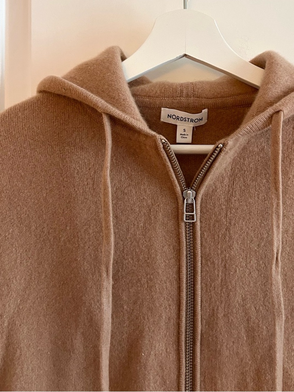 Nordstrom Zip-Up Hooded Sweater in Camel Brown